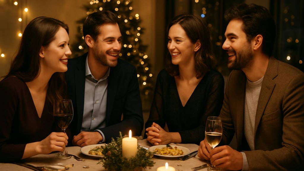 Gruppo di adulti in contesto sociale per Capodanno